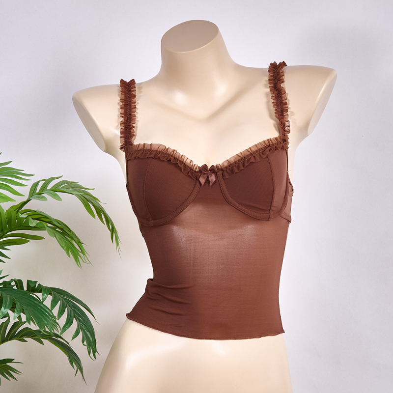 Top leopard din plasă dantelată, cu inel metalic pentru modelarea corpului, fără spate, transparent