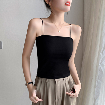 Top camisole damă, amestec bumbac-elastan, croi slim-fit, elasticitate mare, lungime 50–65 cm, culoare solidă