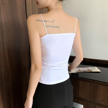 Top camisole damă, amestec bumbac-elastan, croi slim-fit, elasticitate mare, lungime 50–65 cm, culoare solidă