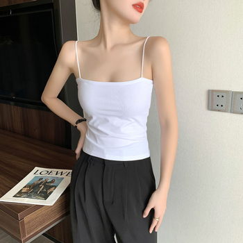 Top camisole damă, amestec bumbac-elastan, croi slim-fit, elasticitate mare, lungime 50–65 cm, culoare solidă