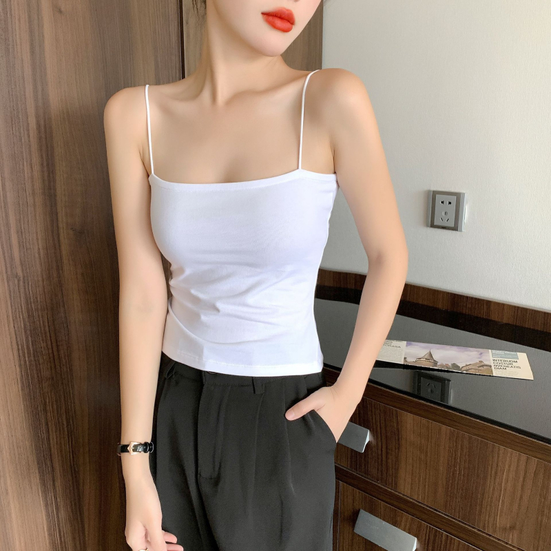 Top camisole damă, amestec bumbac-elastan, croi slim-fit, elasticitate mare, lungime 50–65 cm, culoare solidă