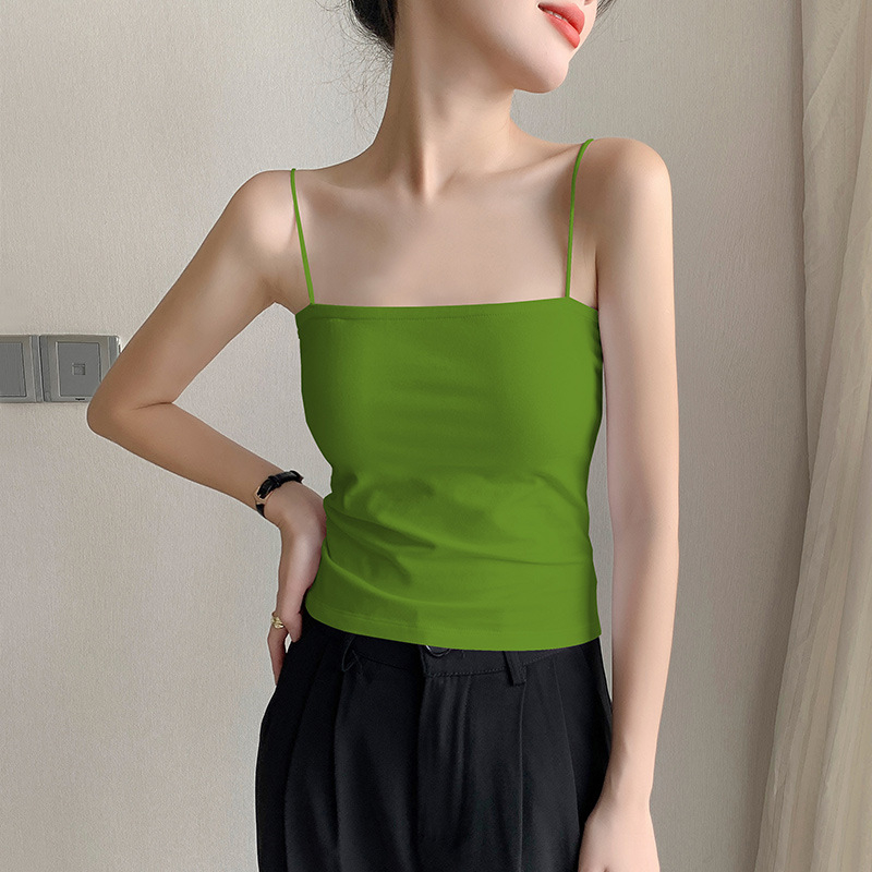 Top camisole damă, amestec bumbac-elastan, croi slim-fit, elasticitate mare, lungime 50–65 cm, culoare solidă