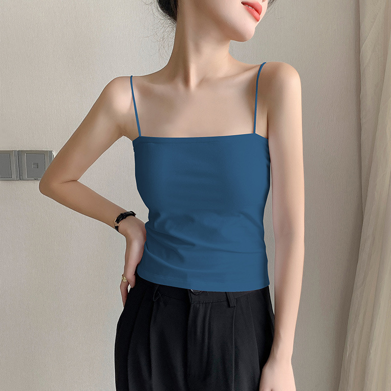 Top camisole damă, amestec bumbac-elastan, croi slim-fit, elasticitate mare, lungime 50–65 cm, culoare solidă