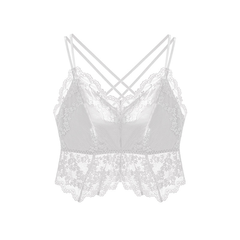 Top din dantelă pentru bust cu curea, cupe 3/4, căptușeală subțire, respirabil, protecție împotriva expunerii, design frumos pe spate