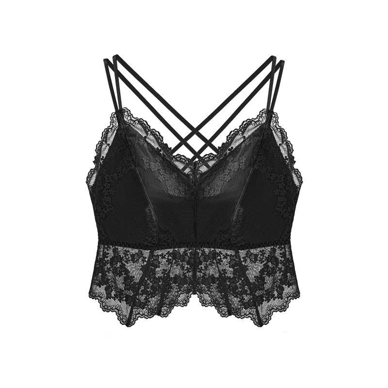 Top din dantelă pentru bust cu curea, cupe 3/4, căptușeală subțire, respirabil, protecție împotriva expunerii, design frumos pe spate