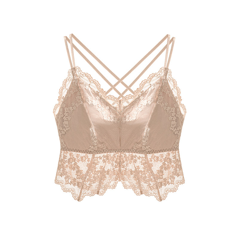 Top din dantelă pentru bust cu curea, cupe 3/4, căptușeală subțire, respirabil, protecție împotriva expunerii, design frumos pe spate