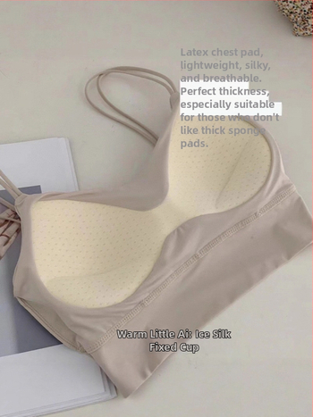 Dámska vesta z ľadového hodvábu s integrovanými latexovými pohármi a dvojitými ramienkami, úzky strih