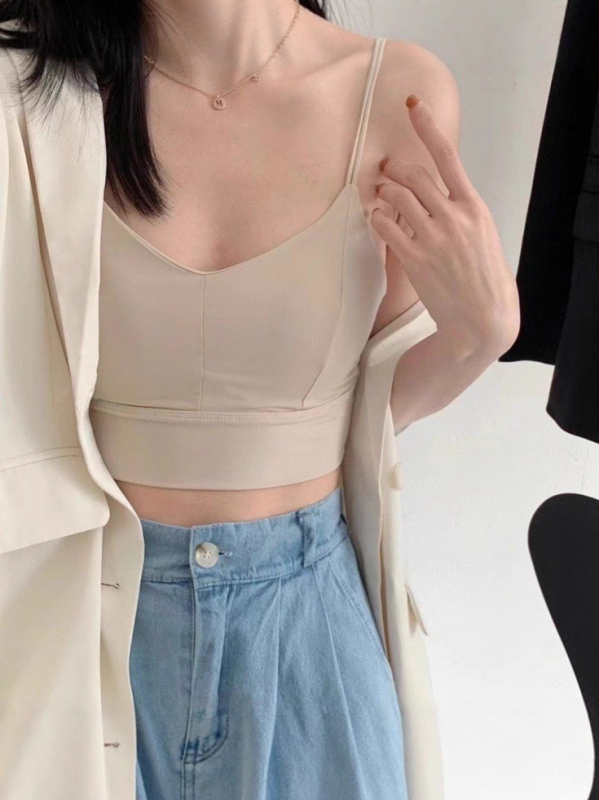 Dámska vesta z ľadového hodvábu s integrovanými latexovými pohármi a dvojitými ramienkami, úzky strih