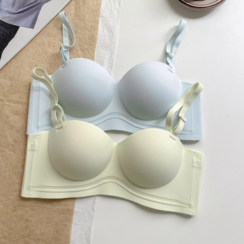 Sutien fără bretele cu push-up anti-alunecare, cupa 1/2, bretele detașabile duble, material nylon, căptușeală Spandex 30–50%