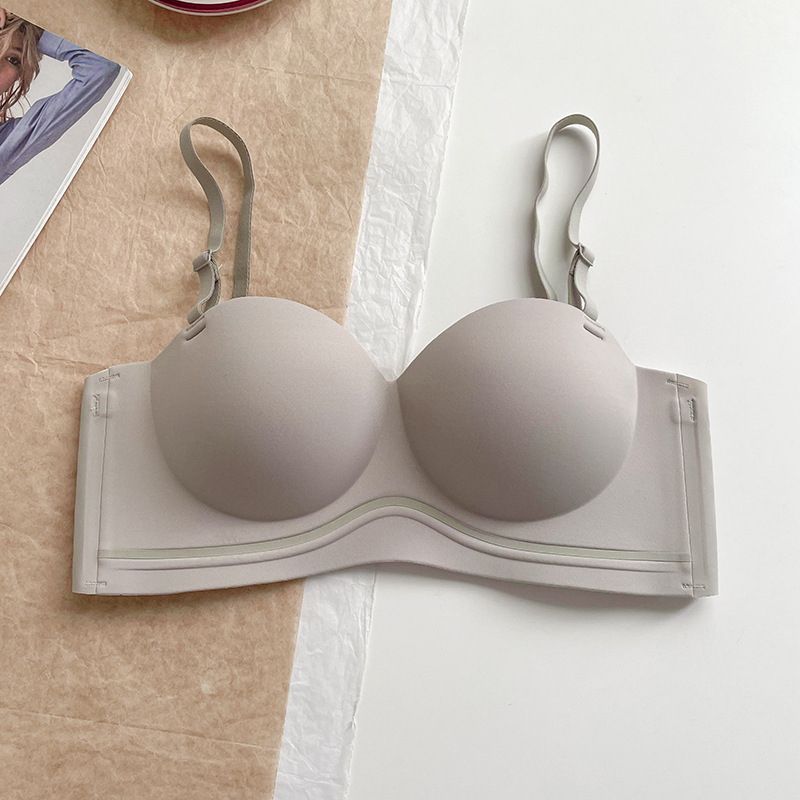 Sutien fără bretele cu push-up anti-alunecare, cupa 1/2, bretele detașabile duble, material nylon, căptușeală Spandex 30–50%