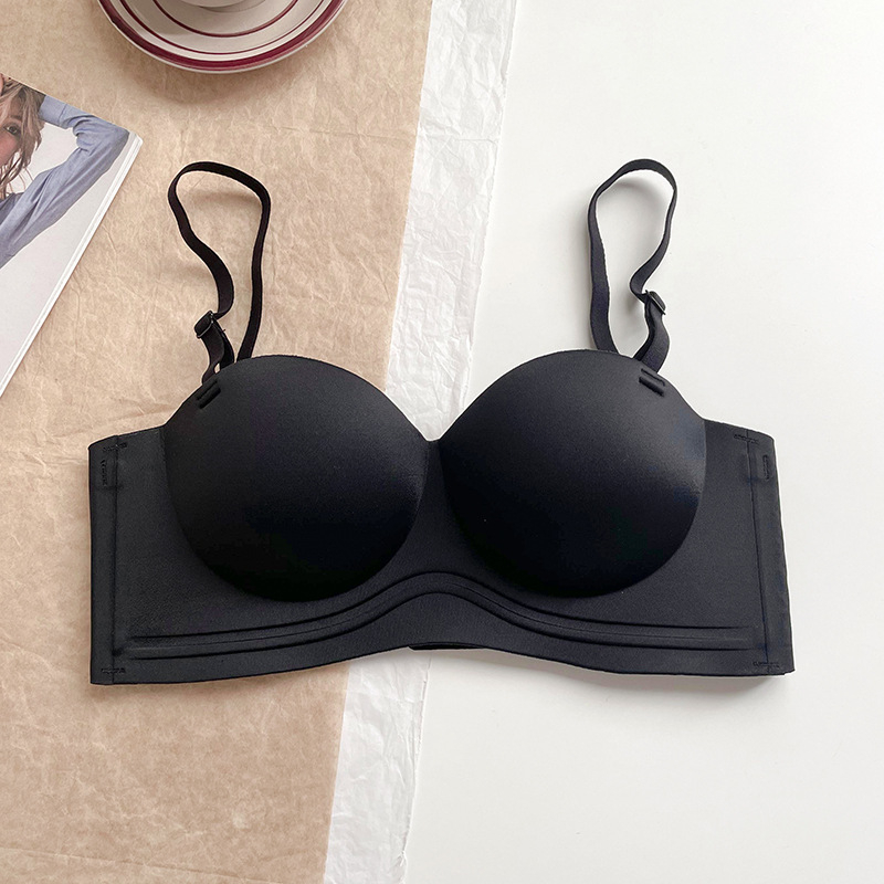 Sutien fără bretele cu push-up anti-alunecare, cupa 1/2, bretele detașabile duble, material nylon, căptușeală Spandex 30–50%