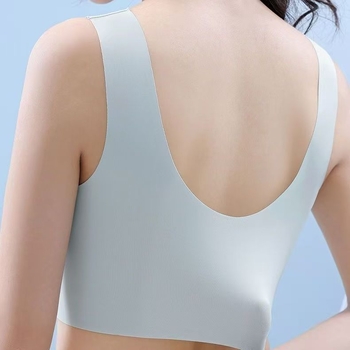 Sutien fără cuie din material ice-silk cu spate dantelat, respirabil, susținere laterală anti-cădere, cupă completă, nylon