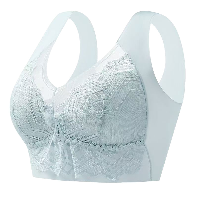 Sutien fără cuie din material ice-silk cu spate dantelat, respirabil, susținere laterală anti-cădere, cupă completă, nylon
