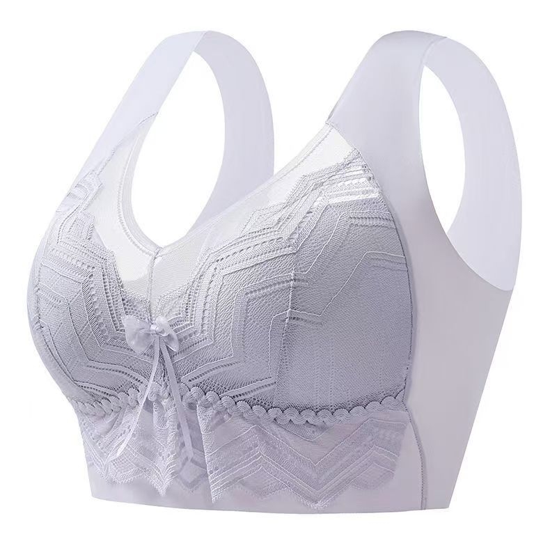 Sutien fără cuie din material ice-silk cu spate dantelat, respirabil, susținere laterală anti-cădere, cupă completă, nylon