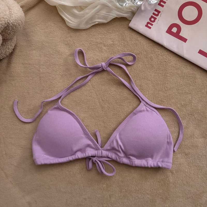 Pamukasti beznaravni grudnjak s tankim oblikovanim čašicama, 3/4 čašica, prozračan, bikini gornji bez leđa, udoban