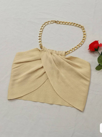 Halter crop top, kratak, viskoza, 3D uzorak, otvorena leđa