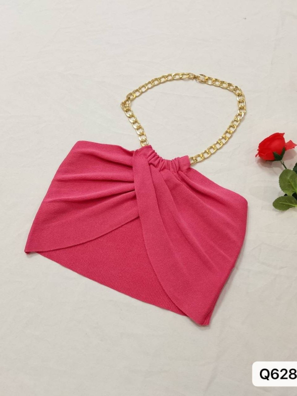 Halter crop top, kratak, viskoza, 3D uzorak, otvorena leđa