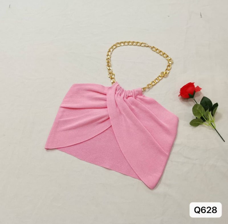 Halter crop top, kratak, viskoza, 3D uzorak, otvorena leđa