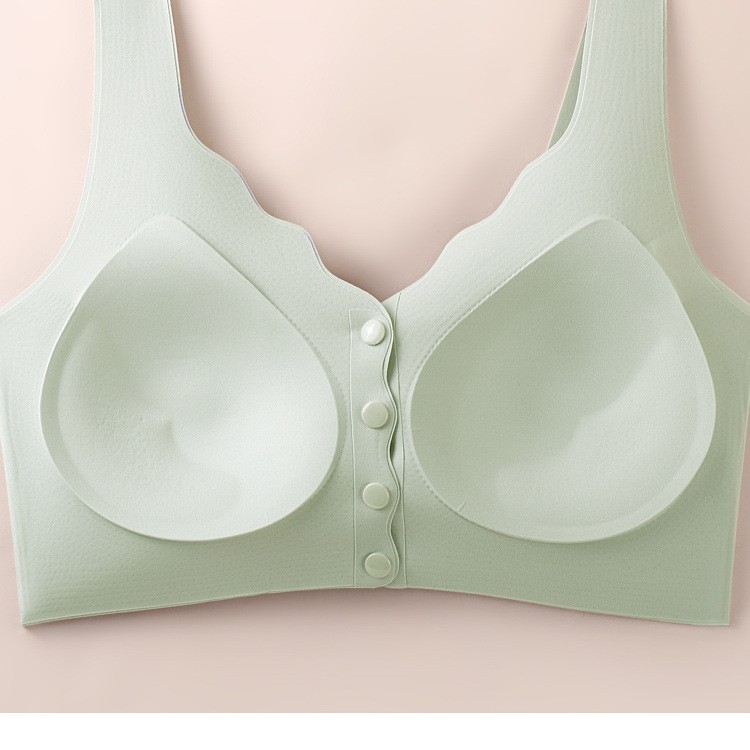 Podprsenka s predným zapínaním, bezšvový zadný diel, plné košíčky, stredný tvar košíčkov, vonkajší materiál nylon, podšívka zo spandexu, pevné dvojité ramienka