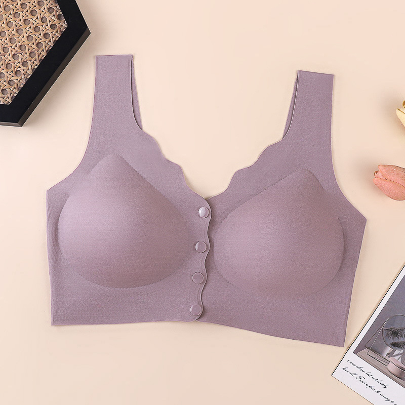 Podprsenka s predným zapínaním, bezšvový zadný diel, plné košíčky, stredný tvar košíčkov, vonkajší materiál nylon, podšívka zo spandexu, pevné dvojité ramienka