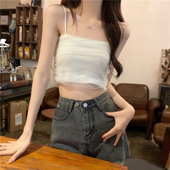 Ženská tielko camisola s integrovanými výplňami na prsiach — popruhy vo tvaru Y, mestský štýl, úzky strih, viskózová zmes