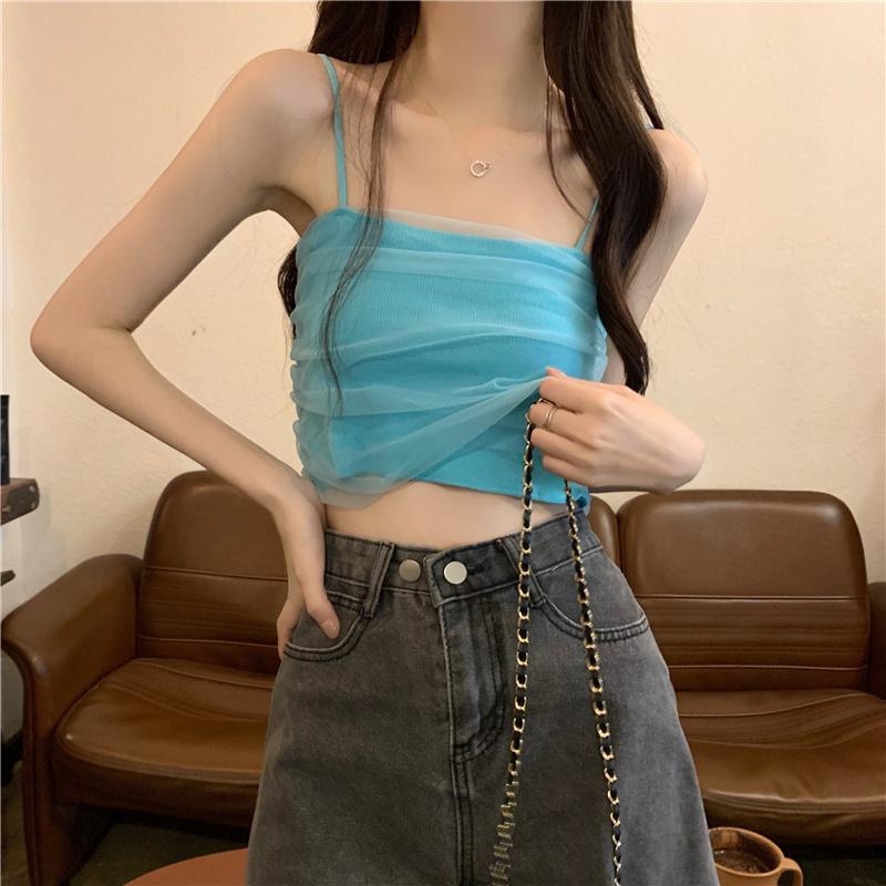 Ženská tielko camisola s integrovanými výplňami na prsiach — popruhy vo tvaru Y, mestský štýl, úzky strih, viskózová zmes