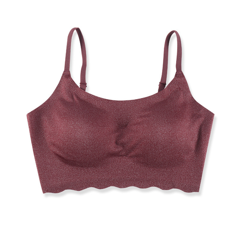 Jednodijelni sportski top s jednim komadom | 3/4 košarica, tanke oblikovane košarice, prednje kopčanje, čvrste dvostruke naramenice, glavna tkanina: spandex; podstava: spandex; Milk Silk