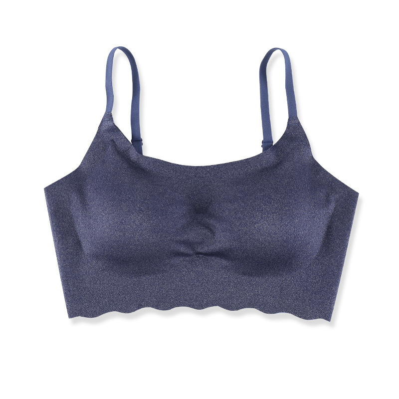 Jednodijelni sportski top s jednim komadom | 3/4 košarica, tanke oblikovane košarice, prednje kopčanje, čvrste dvostruke naramenice, glavna tkanina: spandex; podstava: spandex; Milk Silk