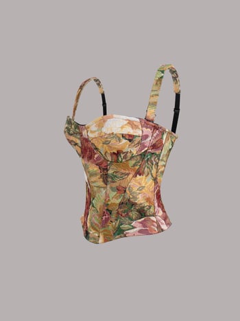Uski bustier top sa širokim trakama, kratka duljina, 3D uzorak, mikroelastičan