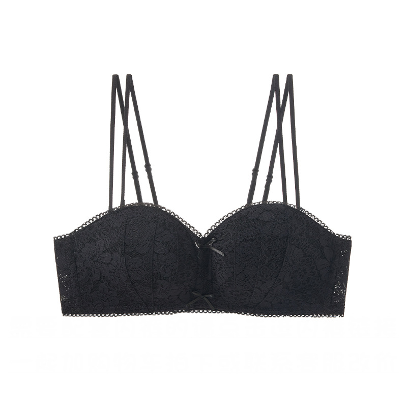 Meteor Valley nėrinių bandeau be petnešių liemenėlė, halteris, push-up mažoms krūtims, anti-sagging, 3/4 taurė, siuvinėjimas