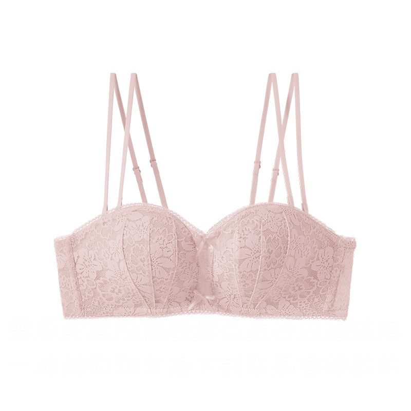 Meteor Valley nėrinių bandeau be petnešių liemenėlė, halteris, push-up mažoms krūtims, anti-sagging, 3/4 taurė, siuvinėjimas