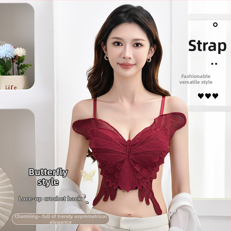 Poliesterinis kamisol su krūties pagalvėlėmis, putų formos puodeliai, medvilnės įdaila, kryžminė nugara, seksualus moterų apatinių drabužių topas