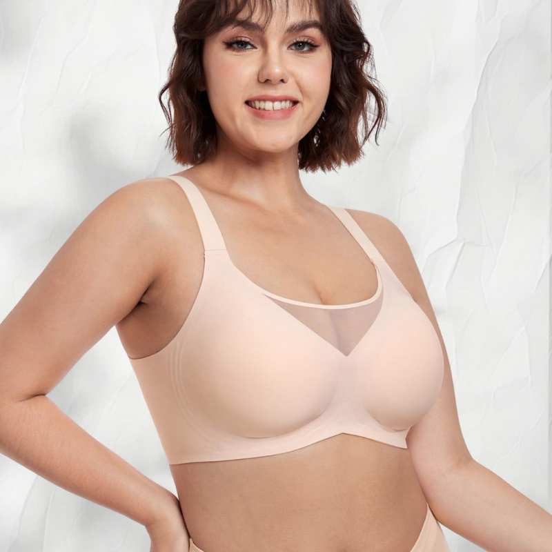 Bezšivni gel bandeau grudnjak – bez žice, s gornom podrškom, skupljanje bočnih dojki, 3/4 košarica, najlon