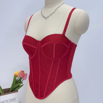 Žuvies kaulo Korsetas su tinkleliu – kvėpuojantis, keliamasis, 1/2 taurė, ploni formuojami tauriai, kempinės užpildas, nuimamieji petnešėlės