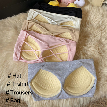 Medvilninė be peties tube-top liemenėlė, 3/4 kaušas, be vielų, formuojama kaušas: plonas viršus, storesnis apačioje, nematoma po rūbais