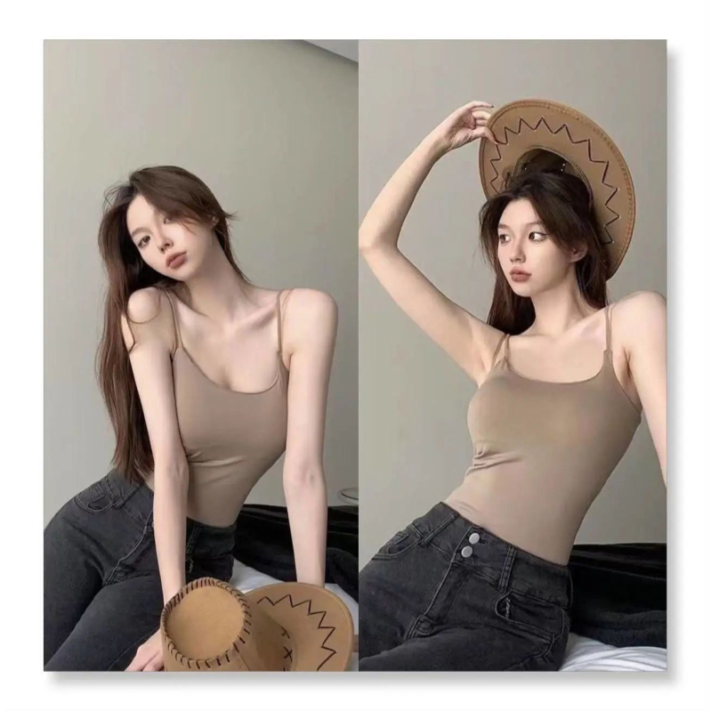 Dámske tielko s ramienkami, s výstelkou na prsia, nylon-spandex, štíhla línia, vysoká elasticita