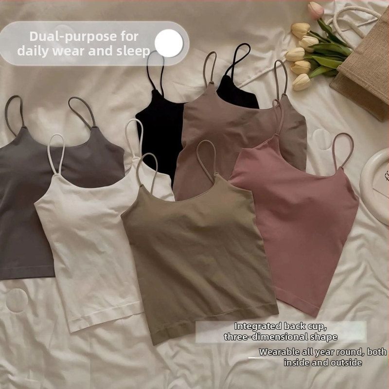 Dámske tielko s ramienkami, s výstelkou na prsia, nylon-spandex, štíhla línia, vysoká elasticita