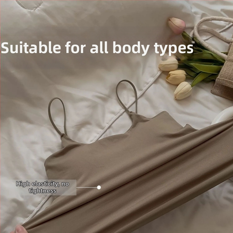 Dámske tielko s ramienkami, s výstelkou na prsia, nylon-spandex, štíhla línia, vysoká elasticita