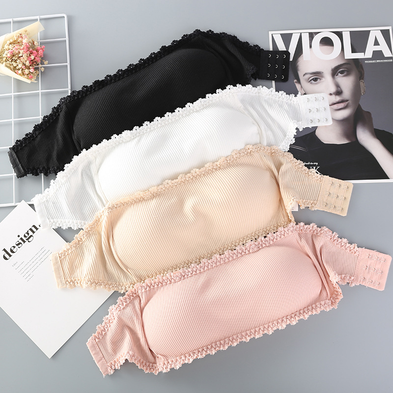 Tube top s jastučićem za prsa, sportski grudnjak za jogu od pamucnog rib materijala, puni košarica, tanki oblikovani košarica, japansko-korejski stil, Fiber Menglai