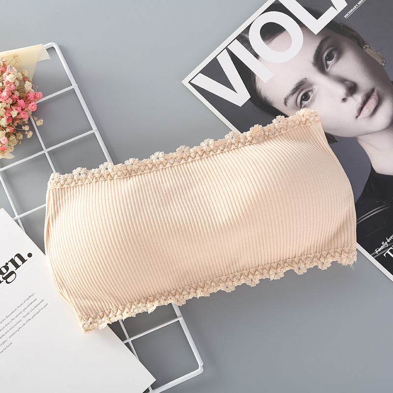 Tube top s jastučićem za prsa, sportski grudnjak za jogu od pamucnog rib materijala, puni košarica, tanki oblikovani košarica, japansko-korejski stil, Fiber Menglai