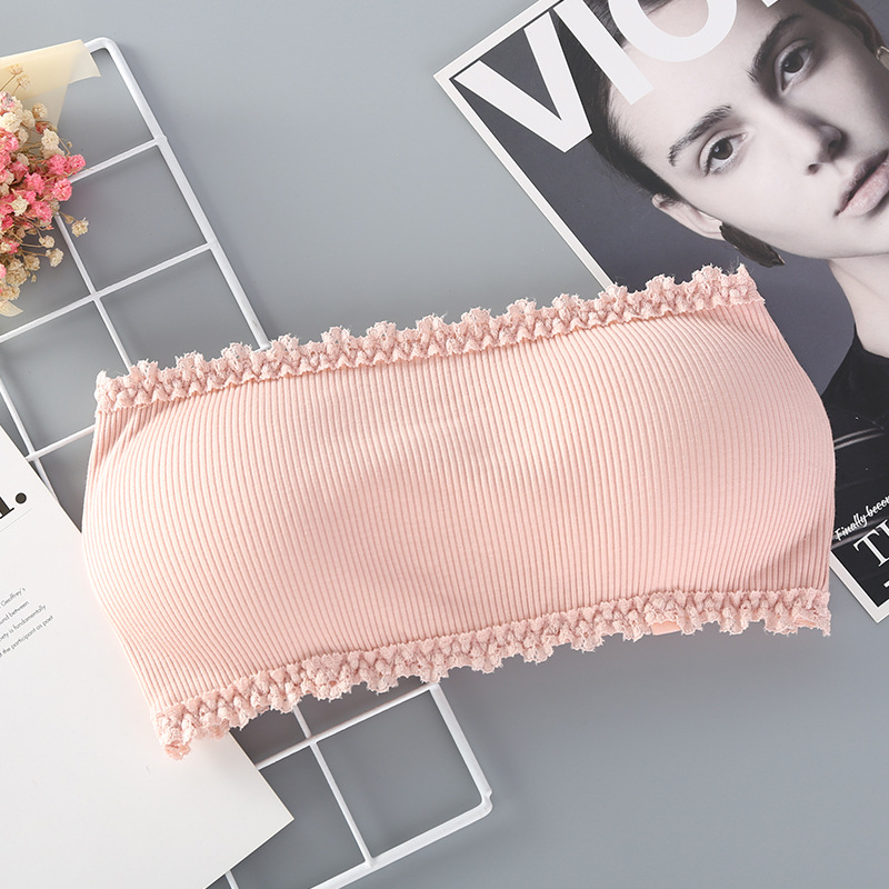 Tube top s jastučićem za prsa, sportski grudnjak za jogu od pamucnog rib materijala, puni košarica, tanki oblikovani košarica, japansko-korejski stil, Fiber Menglai