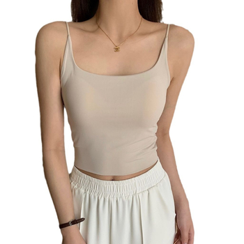 Camisole od ice silk s ugrađenim košaricama, kratka dužina, bešavni stražnji dio, tanke naramenice