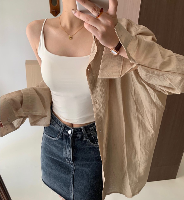 Camisole od ice silk s ugrađenim košaricama, kratka dužina, bešavni stražnji dio, tanke naramenice