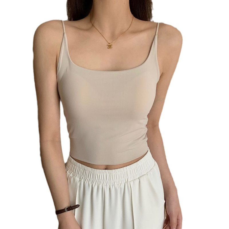 Camisole od ice silk s ugrađenim košaricama, kratka dužina, bešavni stražnji dio, tanke naramenice