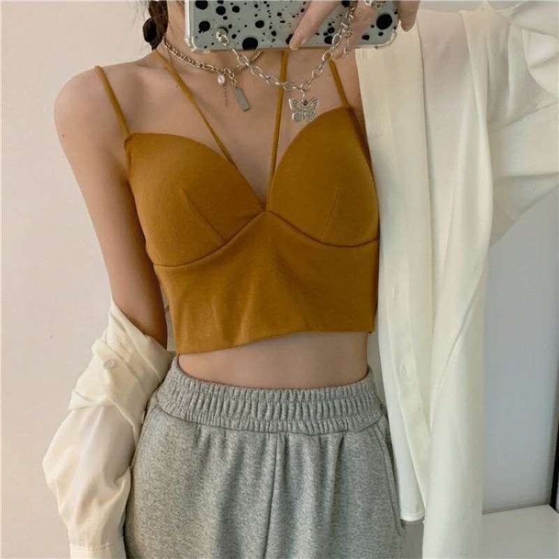 Nylonový top na viazanie okolo hrudníka, s visiacim krkom, bez ramienok, 3/4 pohár, krížový chrbát, odvádzanie potu