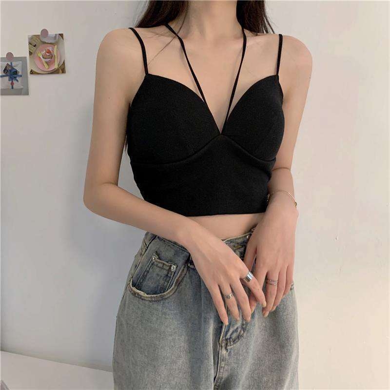 Nylonový top na viazanie okolo hrudníka, s visiacim krkom, bez ramienok, 3/4 pohár, krížový chrbát, odvádzanie potu