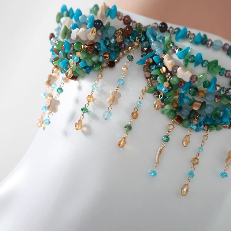 Korálkový tube top s odnímateľnými ramienkami, voľný strih, ulicový hip-hop štýl, akrylové vlákno s 30–50% polyesterom, krátky strih