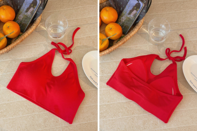 Jednobojni halter top s integriranim košaricama, za nošenje izvana ili iznutra, seksi top