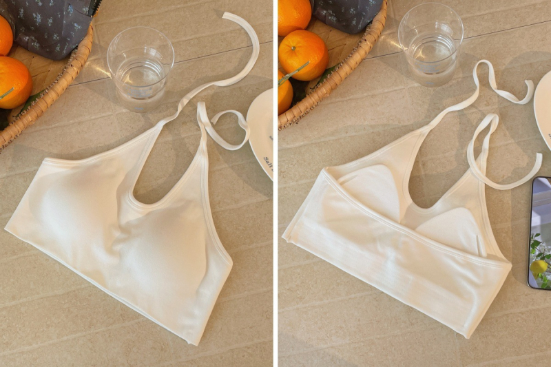 Jednobojni halter top s integriranim košaricama, za nošenje izvana ili iznutra, seksi top