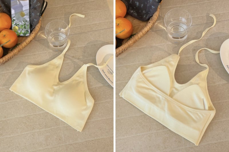 Jednobojni halter top s integriranim košaricama, za nošenje izvana ili iznutra, seksi top